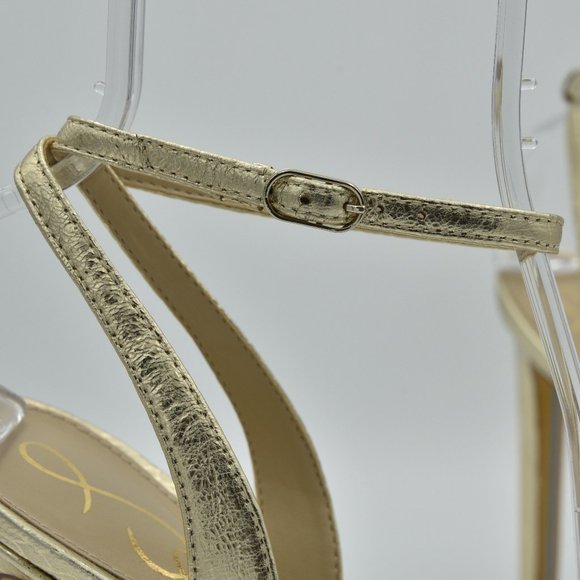Sam Edelman Jade Ankle Strap Sandals with 4.3" heels, Gold Leather, Women's Sz 9 - Picture 2 of 13